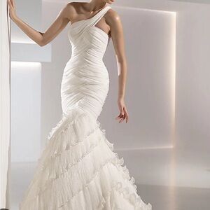 Pronovias One-Shoulder White Gown